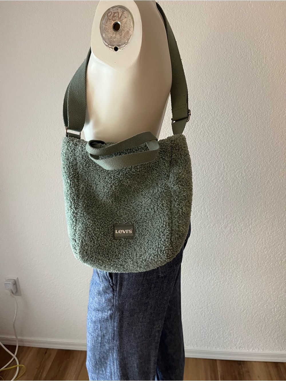 Levi's Sage Green Sherpa Shoulder Bag